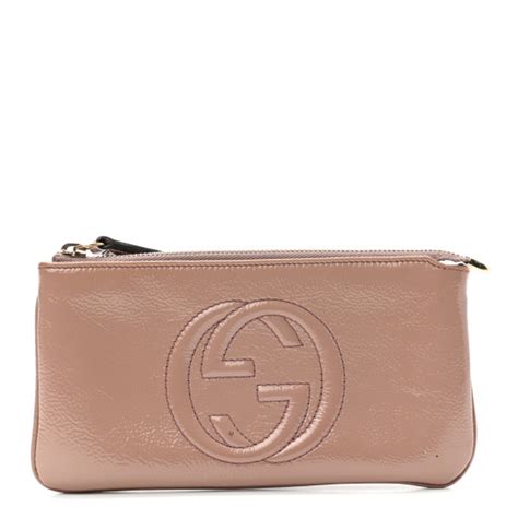 gucci soho patent wristlet|GUCCI Patent Soho Wristlet Dark Cipria .